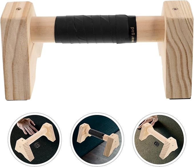 VALICLUD Wood Pushup Bars Parallel Bars 30cm Beech Wood Non-slip Parallettes Handstand Trainer Push up Handles for Men Women Home Gym Strength Training