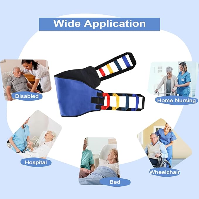 Transfer Belt Transfer Sling - Padded Gait Belt - Heavy Duty Patient Lift, Mobility Standing and Lifting Aid for Disabled, Elderly, Injured - Safely Move from Bed and Wheelchair (Blue)