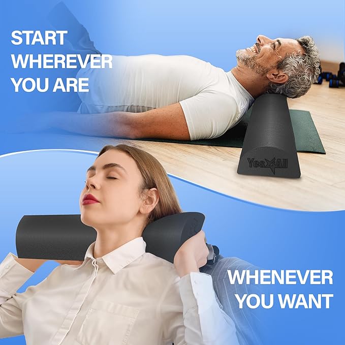 Yes4All Half Foam Rollers, Soft Density Round PE Foam Roll for Back Massage, Yoga Exercise - 36 inches