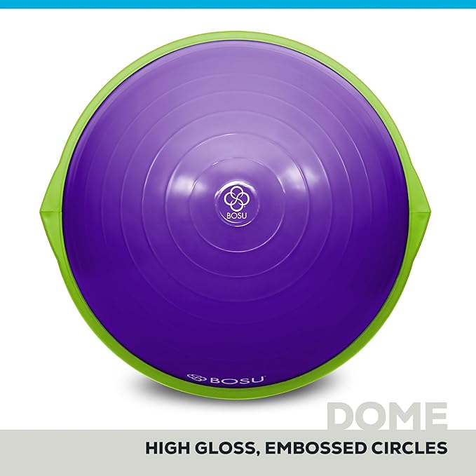 Bosu Balance Ball Exercise Trainer, Home Gym Equipment w/Guided Workouts & Pump, 26" Inflatable Fitness Platform for Strength Training, Standing, Balancing, and Core Workout