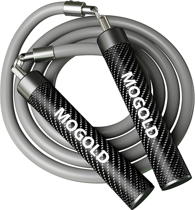 1lb Weighted Jump Ropes for Women & Men with 1/2 Pound Jump Rope Cable & Thicker Leather Jump Rope Weighted Handles, Best for Fitness, High-Intensity Strength Workouts