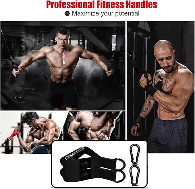 Heavy Duty Gym Workout Handle Attachments - Powerful, Comfortable & Anti-Slip Rubber Exercise Grips for Cable Machines, Pulley Systems and Other Fitness Equipments