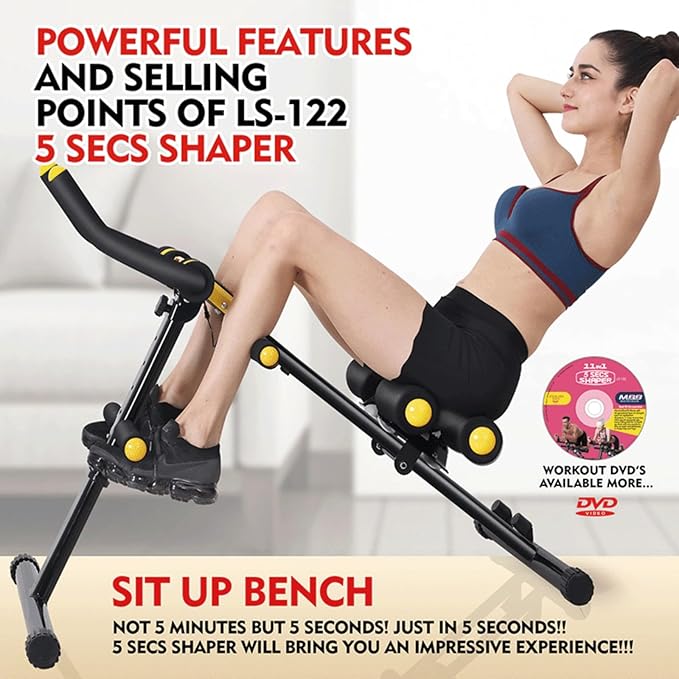 Foldable Ab Workout Machine for Home Gym – Adjustable Core & Waist Trainer for Women, Full Body Abdominal Exercise Equipment with Resistance Bands & LCD Display