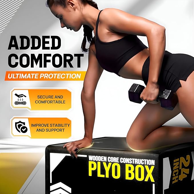 Yes4All 3-in-1 Soft-Padded Plyo Box With Wooden Core, Non-Slip Multi-Use Cushioned Plyometric Jump Box with Vinyl Cover for Jumping, Conditioning, Strength Training