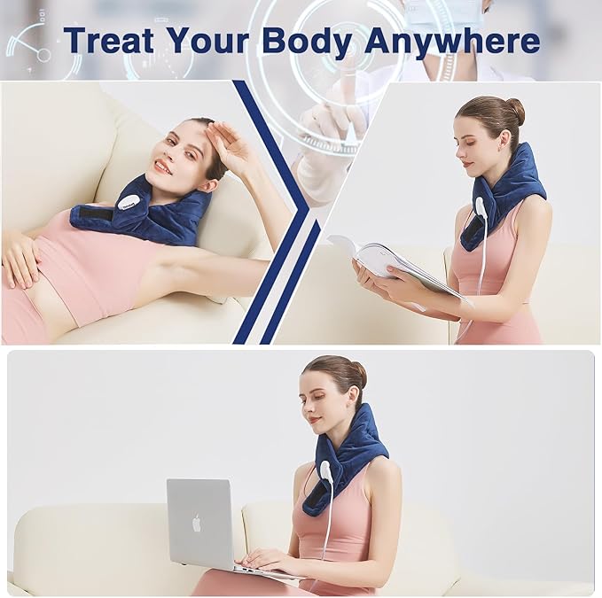 AOKESTE Heating Pad for Neck Pain Relief, Neck Heating Pad for Soreness Stiffness,Heated Wrap Warmer for Cervical Spondylosis,Auto Shut Off,86-158°F Temp Setting