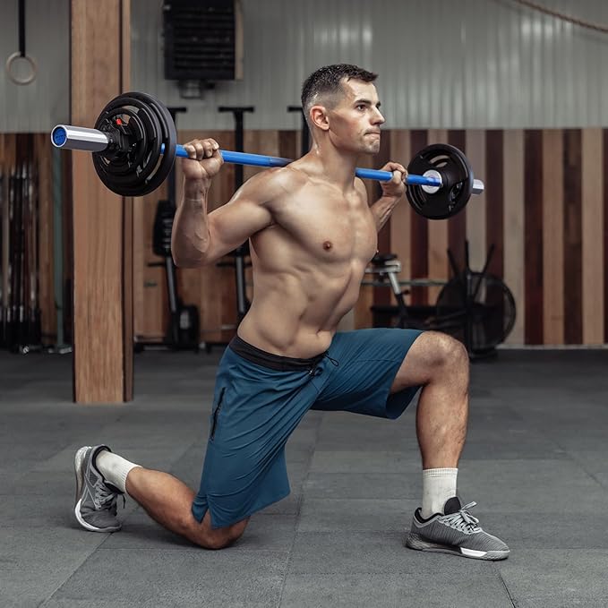 RitFit Barbell Weight Set - 4/6FT Olympic Barbell with Weight Plates (55-115LB Total) - Weightlifting Equipment for Squats, Curls, Deadlifts, Presses, Hip Thrusts