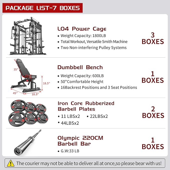 Multi-Purpose Squat Rack,Smith Machine Weight Rack Set with Cable Crossover System, Home Gym Power Racks, Power Racks and Packages