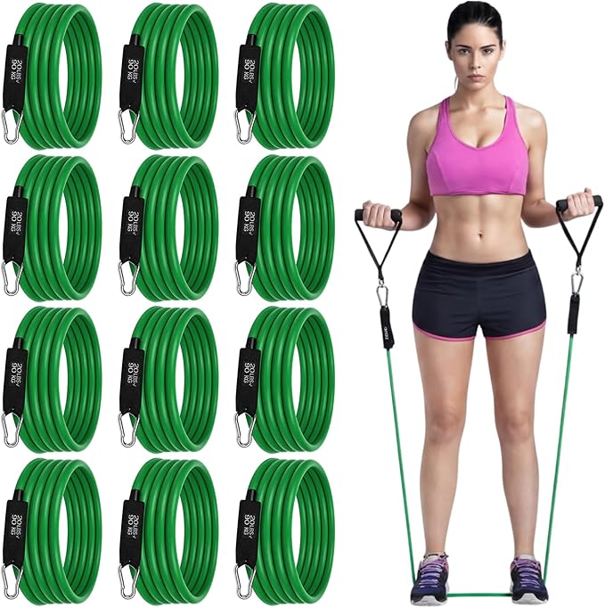 12 Pcs Resistance Bands with Handles Set, Weight Stretch Exercise Workout Bands, Latex Elastic Straps for Men Women Working Out, Strength Training, Home Fitness