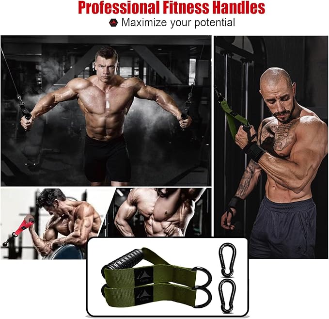 Heavy Duty Gym Workout Handle Attachments - Powerful, Comfortable & Anti-Slip Rubber Exercise Grips for Cable Machines, Pulley Systems and Other Fitness Equipments