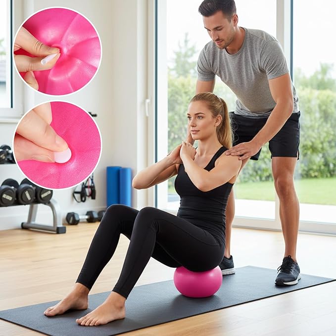 4 Pcs Small Exercise Pilates Ball Bulk 9 Inch Mini Yoga Balls Anti Burst and Slip for Stability, Fitness, Physical Therapy, Stretching & Core Workout at Home Gym Office Class
