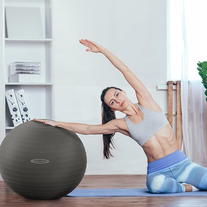 Fitvids Anti-Burst and Slip Resistant Exercise Yoga Fitness Birthing Ball with Quick Pump, 2,000-Pound Capacity, Multiple Colors and Sizes