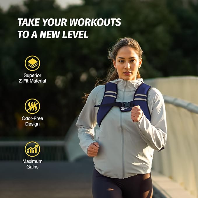 ZELUS Weighted Vest, Washable Z-Fit Soft Iron Weighted Vest for Women and Men, 5/10/15 lb Weight Vest with Reflective Strips & Adjustable Straps, Ultra Thin Weight Vest for Gym Strength Training