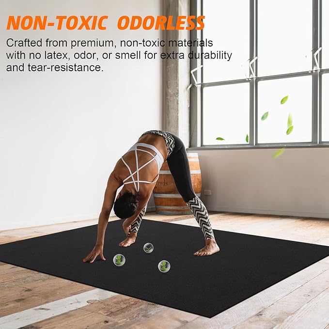 Large Exercise Mat 8'x5'|12'x6'|6'x4'|6'x2' Workout Mat for Home Gym Mats Exercise Heavy Duty Gym Flooring Fitness Mat Large Yoga Mat Cardio Mat for Weightlifting, Jump Rope, MMA, Shoe-Friendly