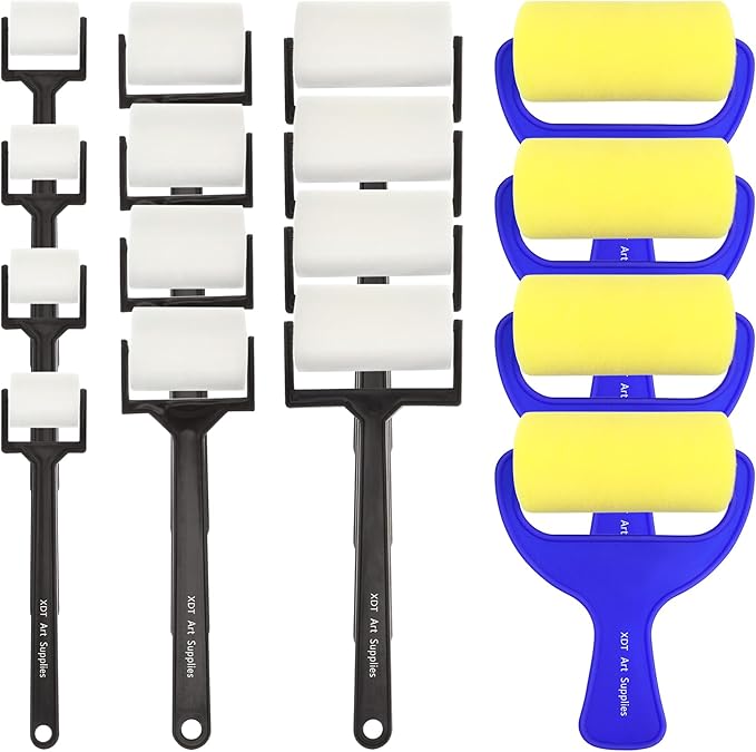 XDT Foam Roller 16Pc Set – Premium Paint Roller for Painting, Staining and Crafting, Sponge Rollers of Various Sizes are Suitable for Any Scene