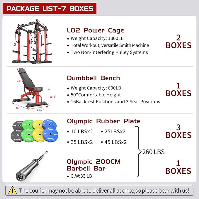 Multi-Purpose Squat Rack,Smith Machine Weight Rack Set with Cable Crossover System, Home Gym Power Racks, Power Racks and Packages