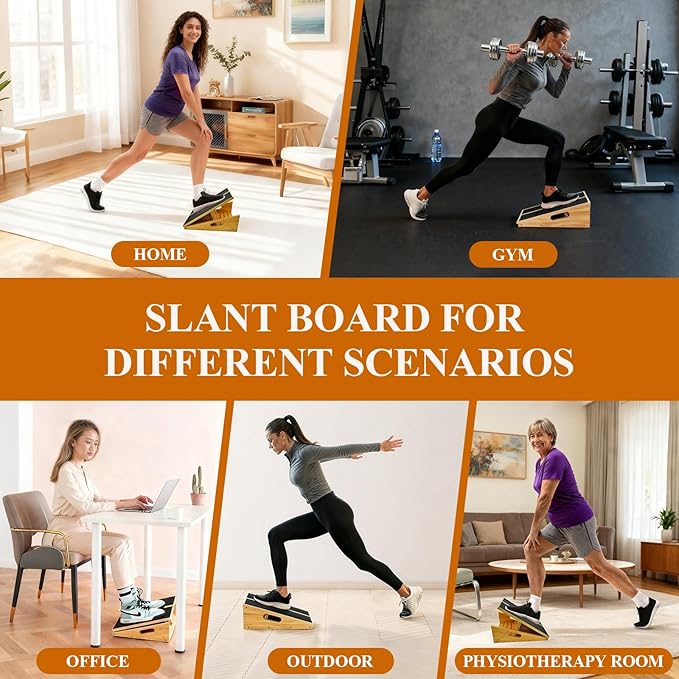 Professional Wooden Slant Board, Adjustable Incline Board and Calf Stretcher, Slant Board for Calf Stretching, Balance Stretch Board