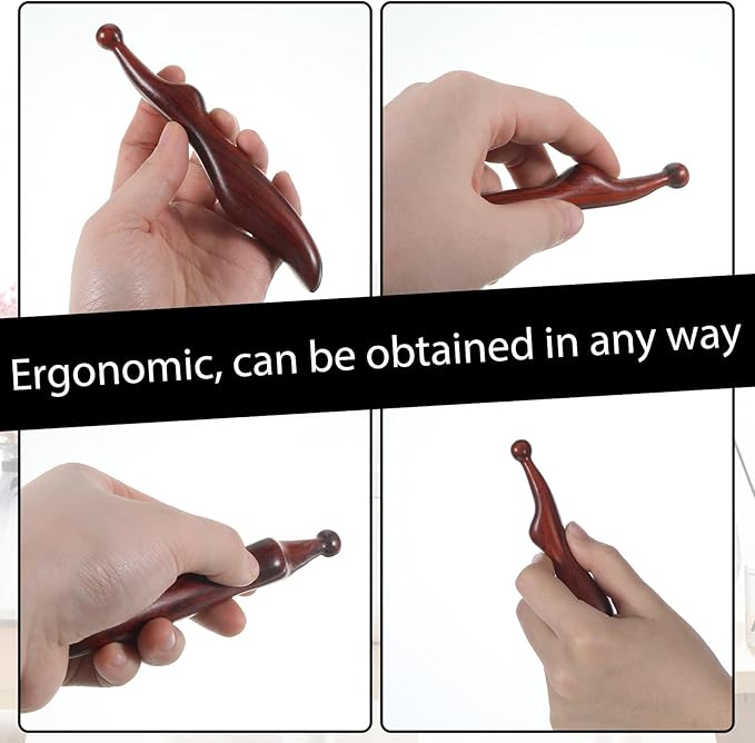 Wood Acupoint Massage Pen, Foot Acupoint Massager Tool with Ergonomic Handle, Traditional Wooden Acupressure Stick Tool for Body Hand and Foot