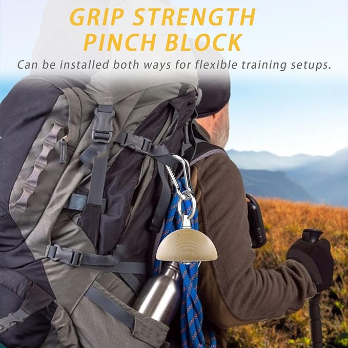 Grip Strength Training Beech Wood Pinch Block & Half-Sphere Ball with Loading Pin β Hand, Finger, Forearm Workout Set for Climbing, Lifting, Fitness Training