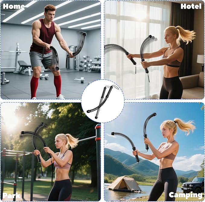 Ropeless Battle Rope, Battle Ropes for Home Gym, Strength, HIIT Workouts, Home Training, Quiet Fitness Equipment for Men & Women, 2PCS