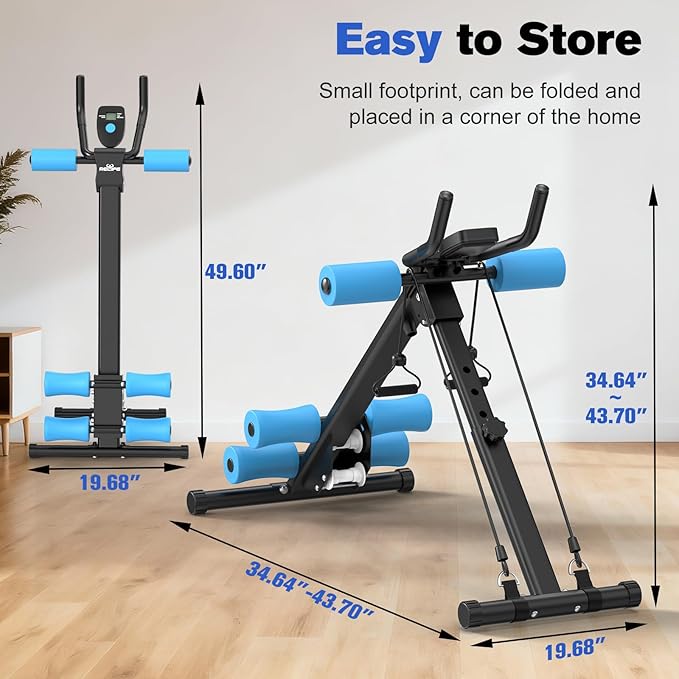 RELIFE REBUILD YOUR LIFE AB Workout Machine Adjustable Ab Trainer Machine Foldable Ab Cruncher Strength Training Equipment for Home Gym, Full Body Workout Equipment 440 LBS