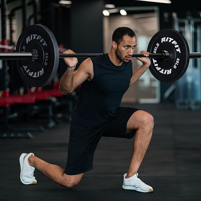 RitFit Elite 7ft Olympic Barbell, Robust 45lb Barbell for Weightlifting and Powerlifting, Superior Olympic Bar with Exceptional 500lbs Load Capacity, Weight Bar for 2” Standard Plates