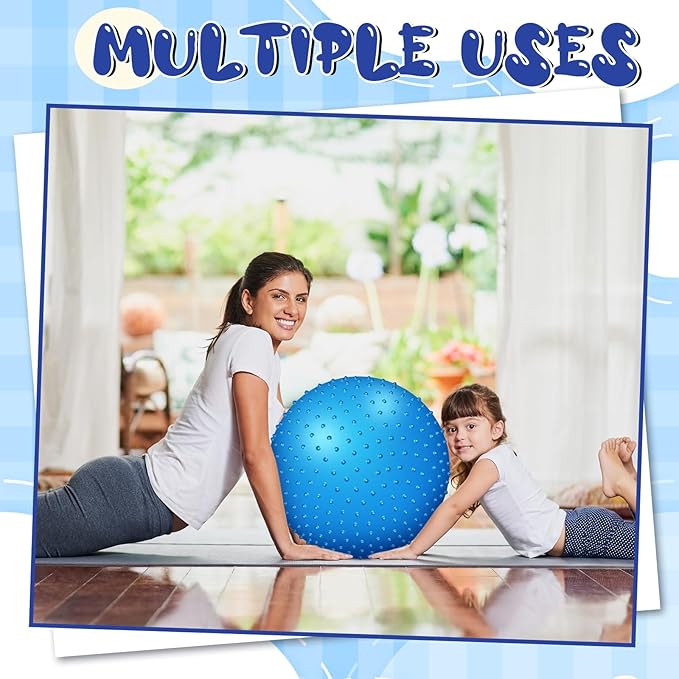 Large Sensory Massage Ball Bouncy Exercise Ball with Tactile Spikes 22 inch Big Inflatable Balls with Air Pump for Girls Boys Outdoor Indoor Pool Beach