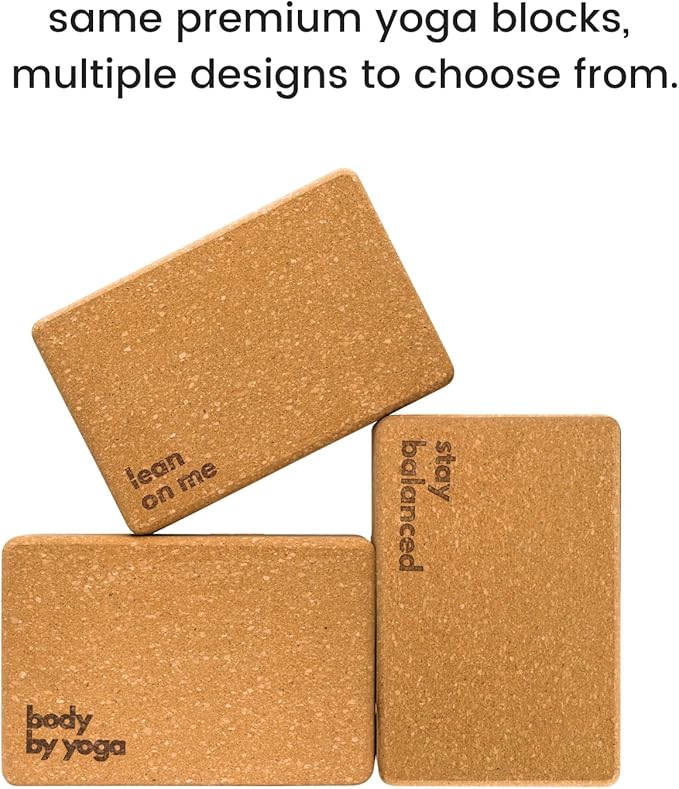 Cork Yoga Blocks 2 Pack – High Density Non Slip with Select Cork Grain for Chip-Resistant Durability | Extra Thick 4” for Support & Stability | Natural, Smooth, and Crumble Free | Body By Yoga