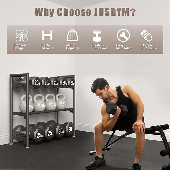 Dumbbell Rack Stand Only, 400LBS Capacity Weight Rack for Home Gym Storage, Adjustable Weight Storage Racks, Heavy-Duty Kettlebell Rack 