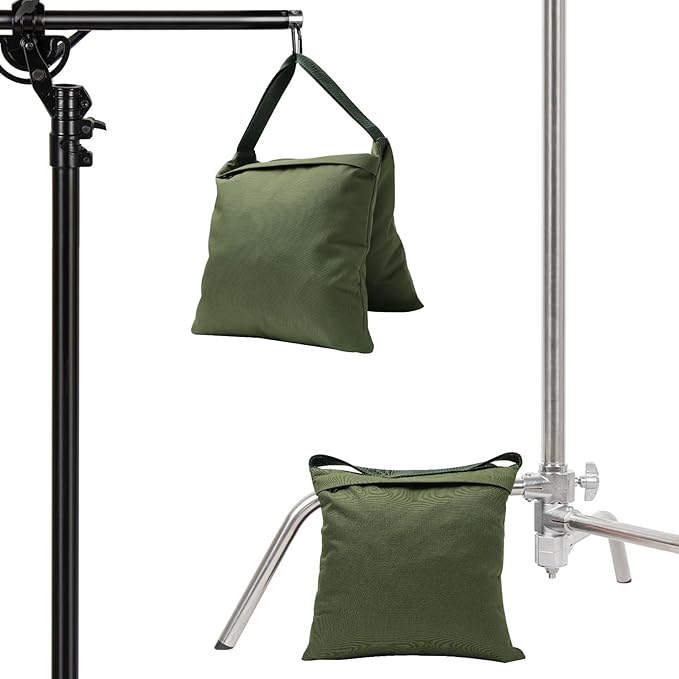 Aimosen 4 Packs Sandbags Military Green Weight Bags for Light Stand, Heavy Duty Saddlebags for Photography Backdrop Stand, Photo Video Tripod, Pop up Tent, Umbrella Base, Fishing Chair, Picnic Table