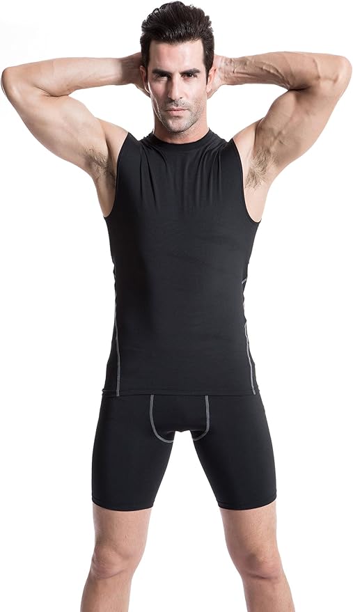 NELEUS Men's 3 Pack Athletic Compression Under Base Layer Sport Tank Top