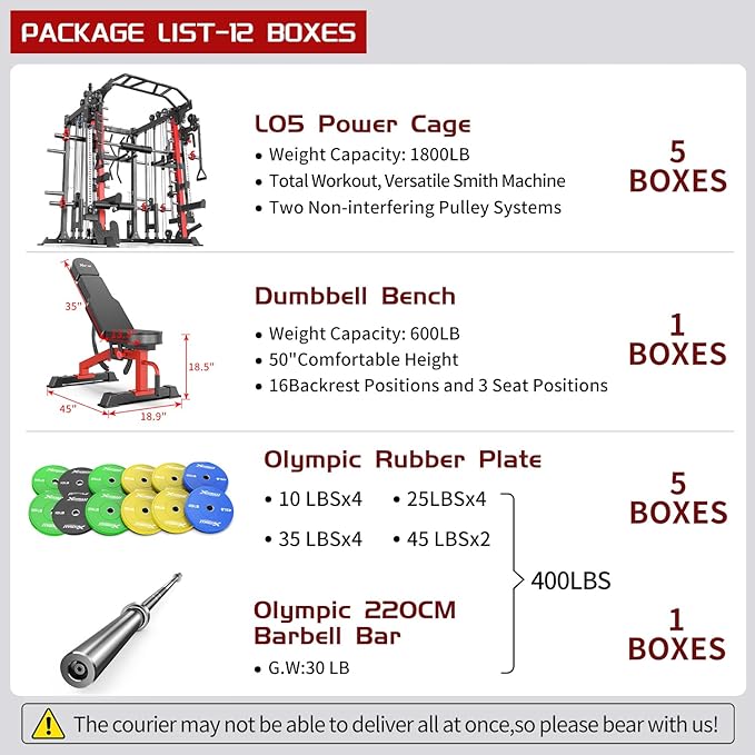Multi-Purpose Squat Rack,Smith Machine Weight Rack Set with Cable Crossover System, Home Gym Power Racks, Power Racks and Packages