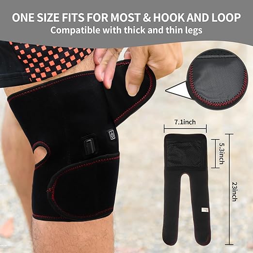 Heated Knee Brace Wrap 3 Adjustable Temperature Thermal Therapy Heated knee pad with USB Adapter Heating Pad for Arthritis Pain Relief (No Battery)
