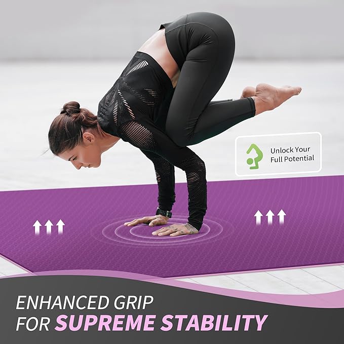 CAMBIVO Yoga Mat 72" x 48" Large Workout Mat for Home Gym Flooring | 6mm-12mm (0.24"-0.48") Extra Thick Exercise Mat for Apartment Fitness | High-Density TPE Cushioning for Joint Protection