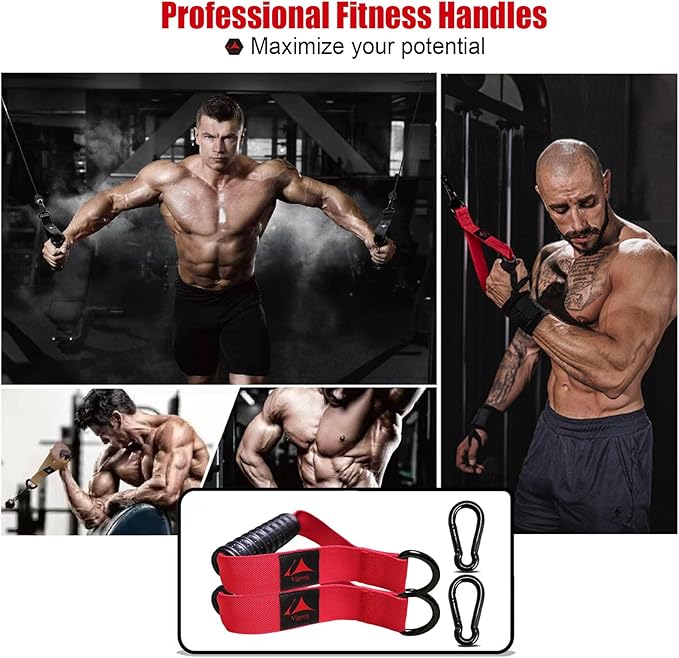 Heavy Duty Gym Workout Handle Attachments - Powerful, Comfortable & Anti-Slip Rubber Exercise Grips for Cable Machines, Pulley Systems and Other Fitness Equipments