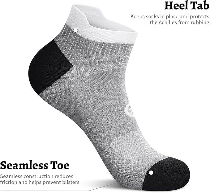 PAPLUS Compression Socks for Men & Women, 2/4/6 Pairs Ankle Running Socks with Arch Support, Ankle Support, Plantar Fasciitis