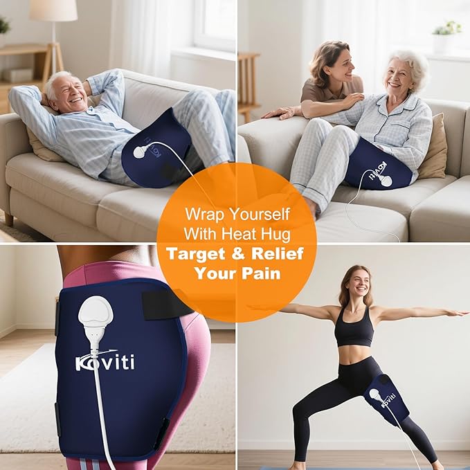 Koviti Hip Heating Pad for Sciatica Pain Relief - FSA HSA Eligible Heated Hip Brace Electric Heat Pad for Lower Back Thigh Buttock Birthday Gifts Hot Physical Therapy for Women Men Mom