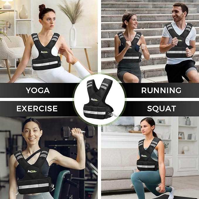Adjustable Weighted Vest for Men Women, 4-10lb/12-18lb/20-32lb Vest with 6 Ironsand for Weights Running Workout and Training, Adjustable Body Weight Vest Exercise Set for Running, Walking