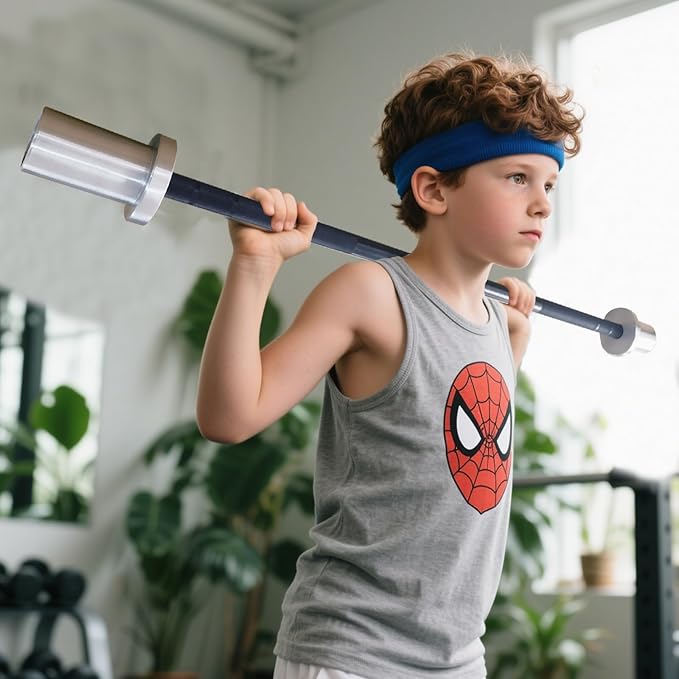 Kids Barbell 5LB Mini Barbell Bar 4ft for Beginner Women & Kids Weighted Bar, Compatible with 2-Inch Weight Plates, for Strength Training Gym Weight Lifting