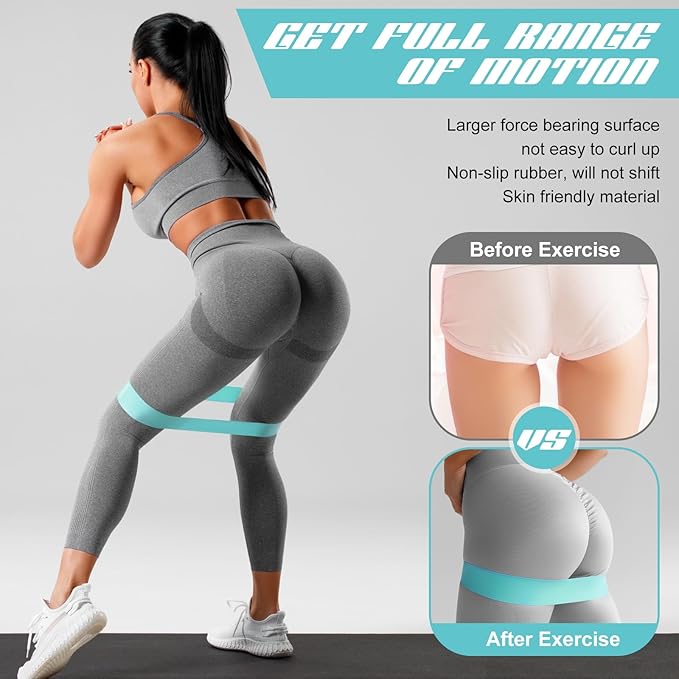 Hollowfly 30 Pcs Latex Resistance Loop Exercise Bands for Booty Workout Stretch Exercise Band Non Slip for Legs Squat Resistance Loop Women Men Starter Butt Hip Thigh Fitness