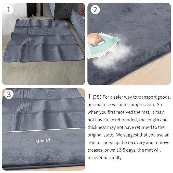 Huloo Sleep Baby Play Mat for Floor,1.3" Thick Elasti-Foam 74"×50" Playpen Mat, Non-Toxic Certified Water-Repellent Coral Velvet, Non-Slip Safe Crawling Mat for Tummy Time, Toddler & Infant (Dark Grey)