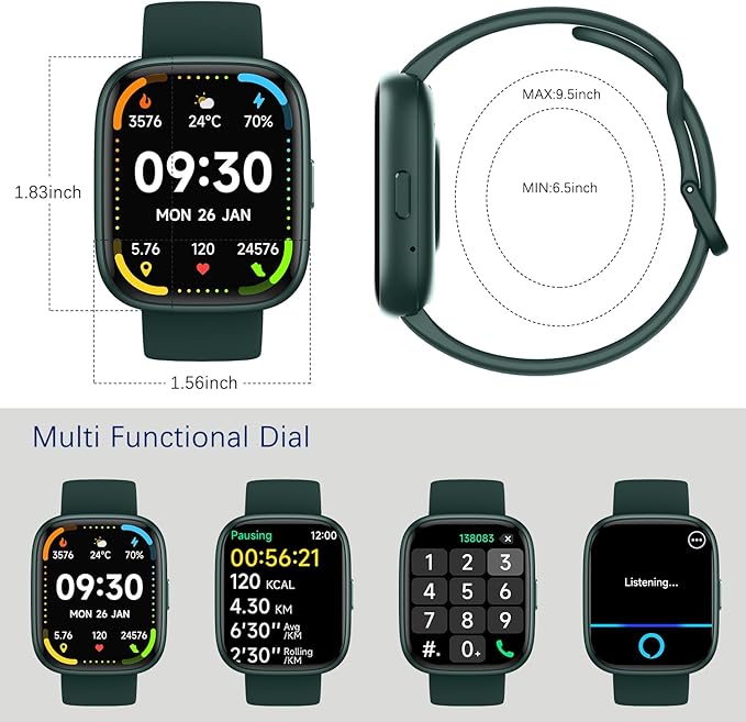 Smart Watch (Answer/Make Call) for iPhone&Android, 1.83" Smartwatches with Sleep Monitor Heart Rate Activity Tracking, IP68 Waterproof, Fitness Tracker 100+Sport, Reloj Inteligente 30 Day+Battery Life