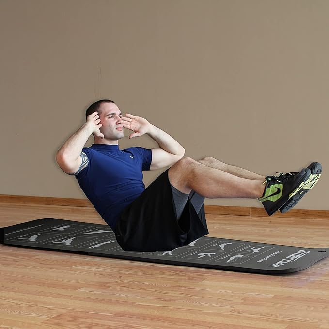 Prism Fitness Extra Thick Smart Self Guided Exercise Mat with 14 Core and 14 Stretching Exercises