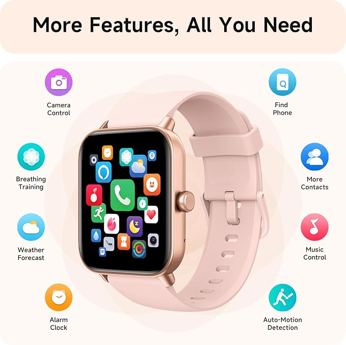 Smart Watches for Women, 1.8" HD Smart Watch (Answer/Make Call) for iPhone/Android, Alexa Bulit-in, Fitness Watch with Sleep/Health Monitor, Watches for Women with 120 Sport Mode, 3ATM Waterproof 