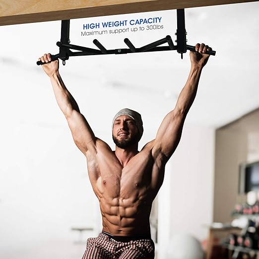 Yes4All Heavy Duty Wall Mounted Pull Up Bar – Multi-Grip Ceiling/Joist Mount Chin-Up Bar for Home Gym Strength Training, 300 lb Capacity, 5 Grip, Steel, Joist Mount, Black