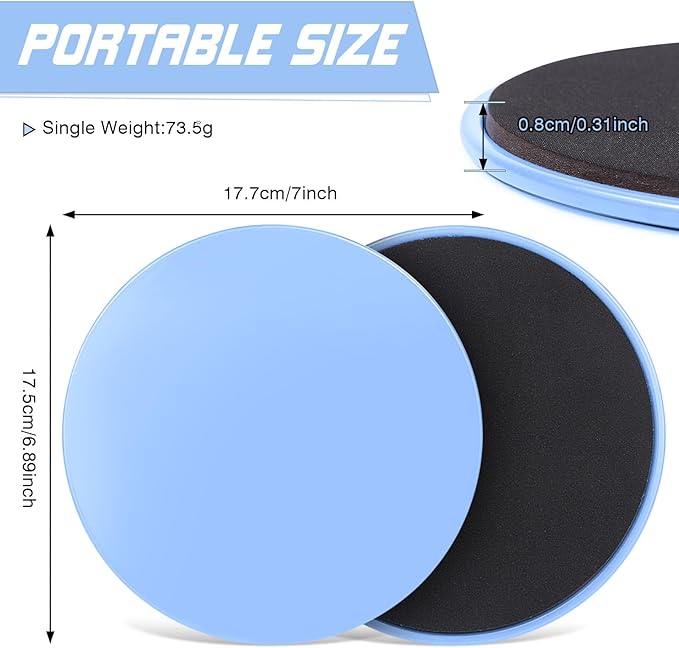 Krightlink Exercise Core Sliders Core Sliding Discs, Dual Sided Workout Sliders for Full Body Workout on Carpet or Hardwood Floor, Training Abdominal Core Strength (Blue - 1 Pair)