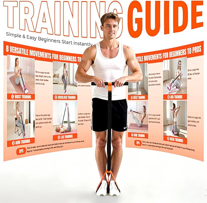 2026 Upgraded Durable Pedal Resistance Band with Handle, Thickened Latex Tubes and Soft Foam Fabric Foot Pedal, Sit Up Exercise Equipment for Abdomen, Waist, Arm, Core/ABS, Leg, Physical Therapy