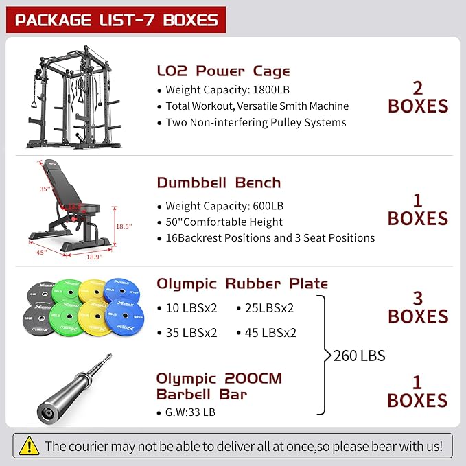 Multi-Purpose Squat Rack,Smith Machine Weight Rack Set with Cable Crossover System, Home Gym Power Racks, Power Racks and Packages