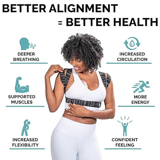 BackEmbrace Posture Corrector for Women and Men - Made in USA - Slim and Adjustable Shoulder Brace - Back Brace for Back Pain Relief - Black Drizzle XL