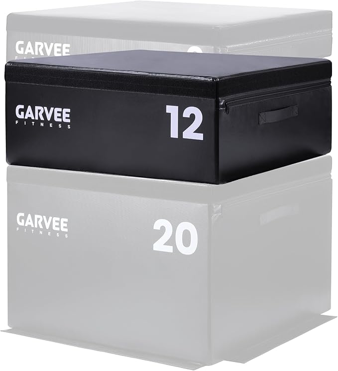 Stackable Plyo Box 6/12/20 Inch, Adjustable Plyometric Jump Box, Soft Foam Step Up Boxes for Home Gym Workouts, Soft Plyo Box for Professional Strength, HIIT, Step-Ups, and Training