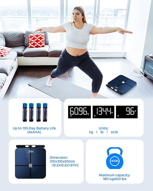 Body Health Pod Scale, Scale with Apple Watch Sync, 8-Electrode Body Composition Analyzer 29 Metrics, Body Fat Muscle Mass Visceral Fat Segmental Analysis BMI, FSA&HSA Eligible, Multi-User